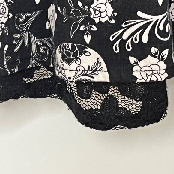 Torrid Skater Mini Dress Skull Roses Black White Cotton Blend Spaghetti Strap 20 - Picture 4 of 10